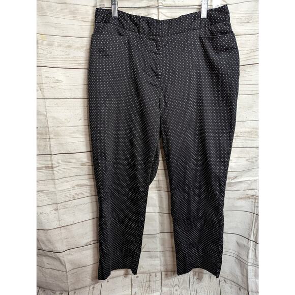 Talbots Black White Polka Dot Ankle Pants Size 10 Flat Front Pockets‎ 25" Inseam - Picture 1 of 9